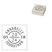 Moderne trouwbadge met namen en datum rubberstempel (Gestempeld)