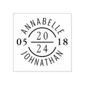 Moderne trouwbadge met namen en datum rubberstempel (Afrduk)