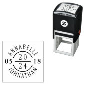 Moderne trouwbadge met namen en datum  zelfinktende stempel (In situ)