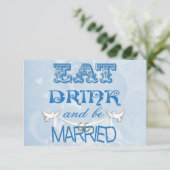 Moderne Trouwblauw RSVP Kaart (Staand voorkant)