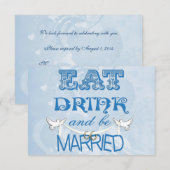 Moderne Trouwblauw RSVP Kaart (Voorkant / Achterkant)