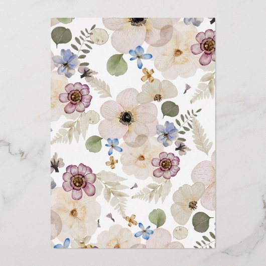 Moderne Trouwbloemen Folie Uitnodiging (Achterkant)