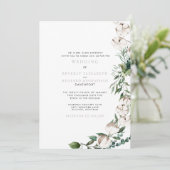 Moderne trouwbloemen & katoen kaart (Staand voorkant)