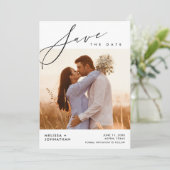 Moderne Trouwceremonie en Bruiloftsfeest Save The Date (Staand voorkant)