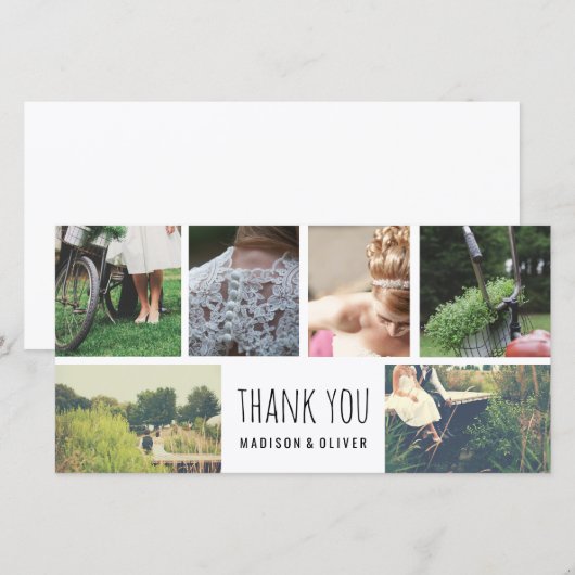 Moderne trouwdag bedankt zes foto-collage (Voorkant / Achterkant)