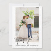 Moderne Trouwdag Foto Bedankkaart met Script Lette (Voorkant)