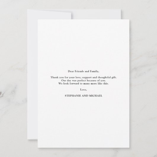 Moderne Trouwdag Foto Bedankkaart met Script Lette (Achterkant)