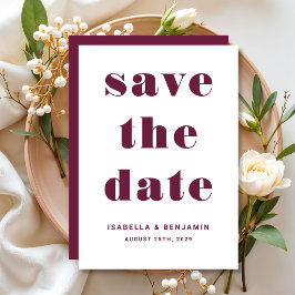 Moderne Trouwdag in Bourgondië Rood Typografie Save The Date