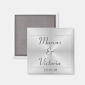 Moderne Trouwdag Met Geborsteld Metaal Magneet (Voorkant / Achterkant)