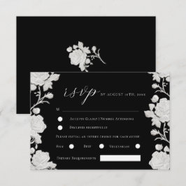 Moderne Trouwdag met Roze Wit & Zwart RSVP Kaartje