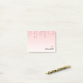 Moderne Trouwdag Roze Glitter Druppels & Gouden Ri Post-it® Notes (Op bureau)