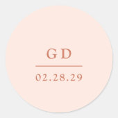 Moderne trouwdag van Grace Peach Ronde Sticker (Voorkant)