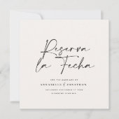 Moderne trouwdatum cream zwart save the date (Voorkant)