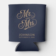 Moderne trouwdatum Navy Blue Mr & Mrs Party Favori