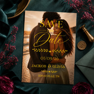 Moderne Trouwdatum Ontwerp Save The Date Magnetische Uitnodiging