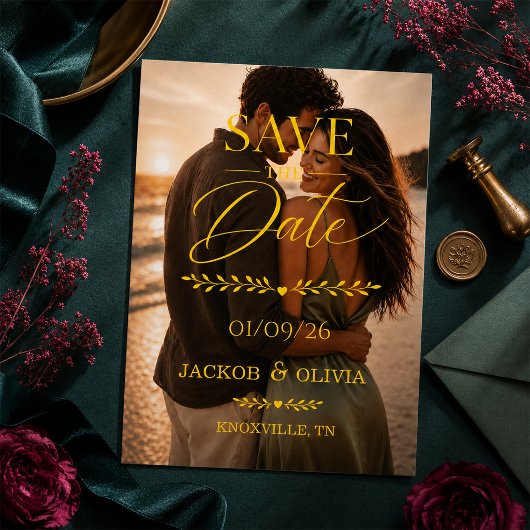 Moderne Trouwdatum Ontwerp Save The Date Magnetische Uitnodiging