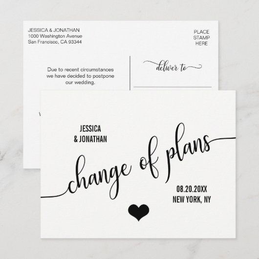 Moderne trouwdatum-plannen uitstellen aankondigingskaart (Voorkant / Achterkant)