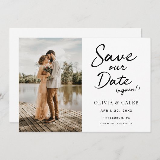 Moderne trouwdatum save our date opnieuw kaart (Voorkant / Achterkant)