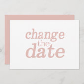Moderne trouwdatum wijzigen Roze verplaatst Aankondiging (Voorkant / Achterkant)