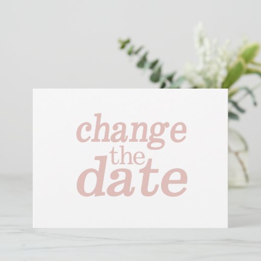 Moderne Trouwdatum Wijzigingsdatum Roze Opnieuw Ge Aankondiging (Staand voorkant)