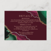 Moderne trouwdetails in burgundrood agaat informatiekaartje (Voorkant)
