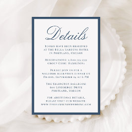 Moderne Trouwdetails met Navy Rand Informatiekaartje