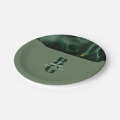 Moderne Trouwfeest met Groene Marmer Monogram Papieren Bordje (Gekanteld)