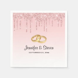 Moderne Trouwfeest Roze Druipende Glitters Servet