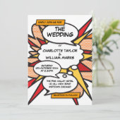 Moderne Trouwfeest Stijlvolle Stripboek Kaart (Staand voorkant)