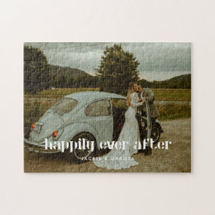 Moderne Trouwfoto Aangepaste namen Jigsaw Puzzel