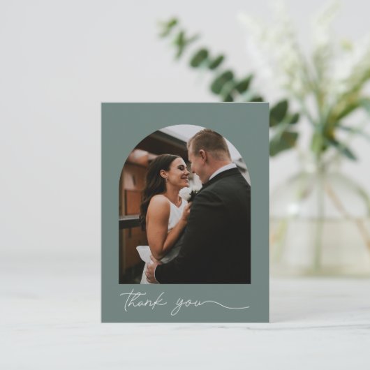 Moderne trouwfoto bedanken briefkaart (Staand voorkant)