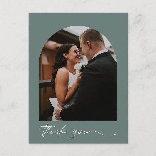 Moderne trouwfoto bedanken briefkaart (Voorkant)