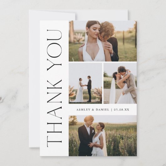Moderne trouwfoto-collage bedankkaart (Voorkant)