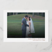 Moderne Trouwfoto Dankjewel Folie Uitnodiging (Voorkant)