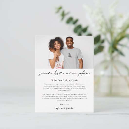 Moderne Trouwfoto Dezelfde liefde Nieuw Plan Scrip Aankondigingskaart (Staand voorkant)