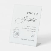 Moderne trouwfoto gastenboek reclamebord met voetstuk (Voorkant)