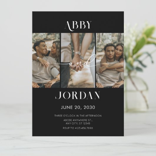 Moderne trouwfoto kaart (Staand voorkant)