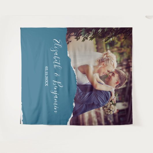 Moderne Trouwfoto Koppel Fotohokje Achtergrond Wandkleed (Voorkant (horizontaal))