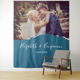 Moderne Trouwfoto Koppel Fotohokje Achtergrond Wandkleed