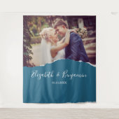 Moderne Trouwfoto Koppel Fotohokje Achtergrond Wandkleed (Voorkant)