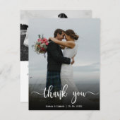 Moderne trouwfoto met handgeschreven bedankkaart (Voorkant / Achterkant)