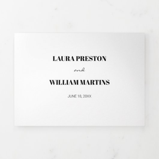 Moderne trouwfoto met RSVP en details Drieluik Uitnodiging (Cover)