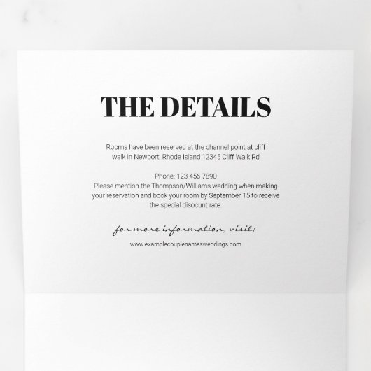 Moderne trouwfoto met RSVP en details Drieluik Uitnodiging (Binnenzijde eerst)