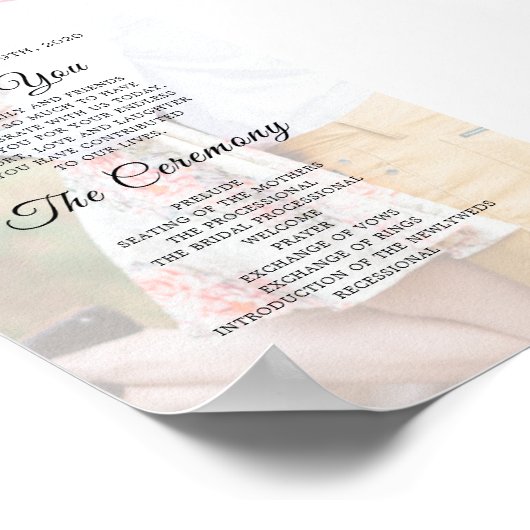 Moderne Trouwfoto-overlay Elegant Programma Poster (Hoek)