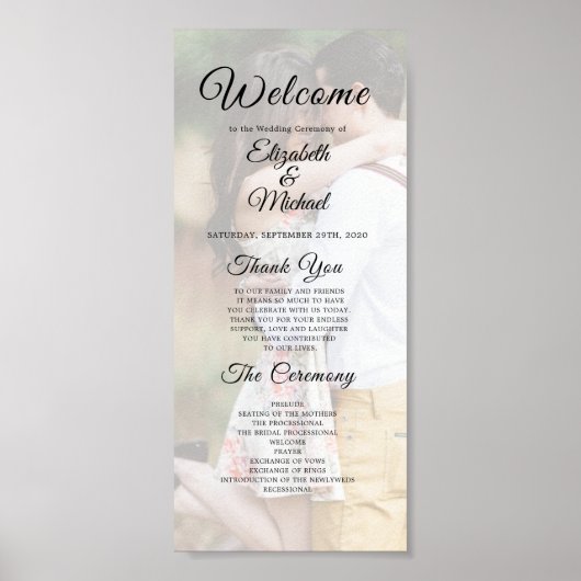 Moderne Trouwfoto-overlay Elegant Programma Poster (Voorkant)