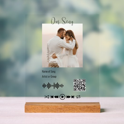 Moderne trouwfoto QR Code Eerste danslied Acryl Bord (Neutraal)