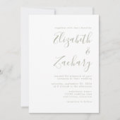 Moderne Trouwfoto Sage Groene Script Bruiloft Kaart (Voorkant)