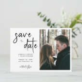 Moderne trouwfoto save the date (Staand voorkant)