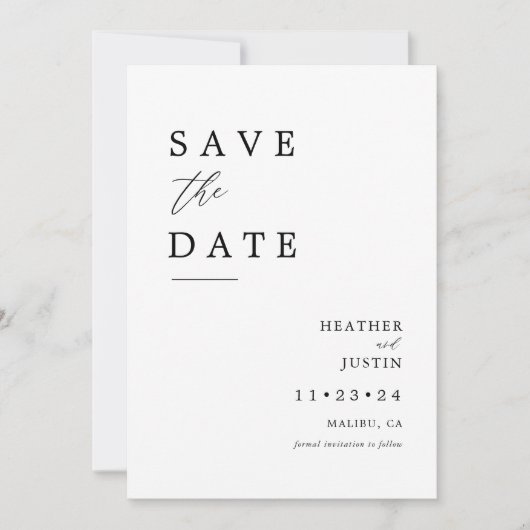 Moderne Trouwfoto Save the Dates Bewaar de Datum Save The Date (Voorkant)