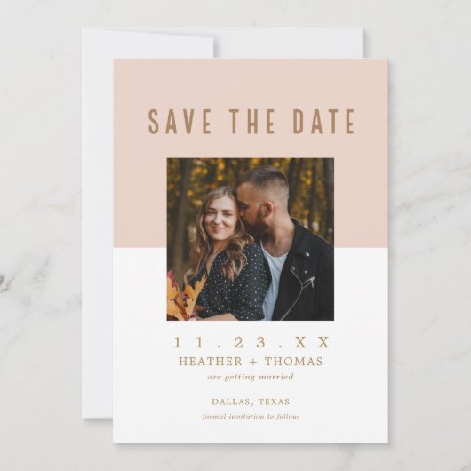 Moderne trouwfoto save the dates uitnodiging (Voorkant)